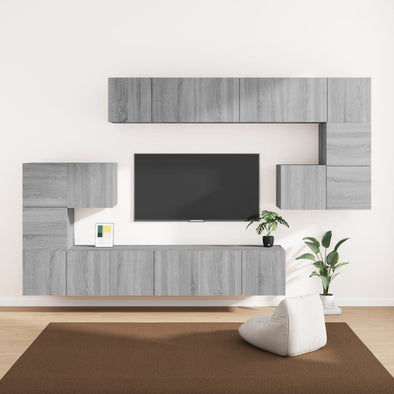 10 Piece TV Cabinet Set Grey Sonoma Engineered Wood