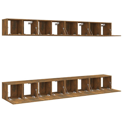 TV Cabinets 8 pcs Smoked Oak 60x30x30 cm Engineered Wood