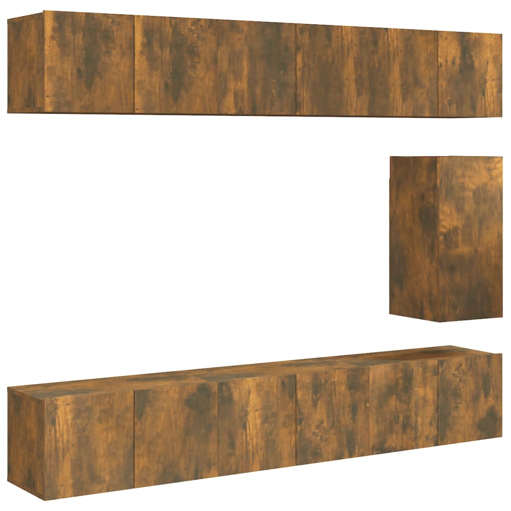 7 Piece TV Cabinet Set Smoked Oak Engineered Wood