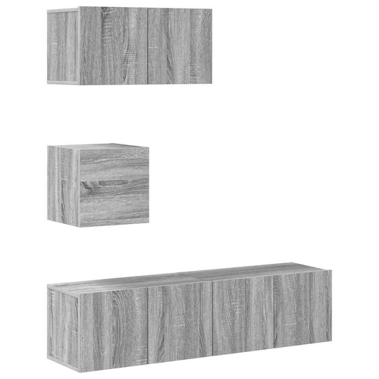 4 Piece TV Cabinet Set Grey Sonoma Engineered Wood