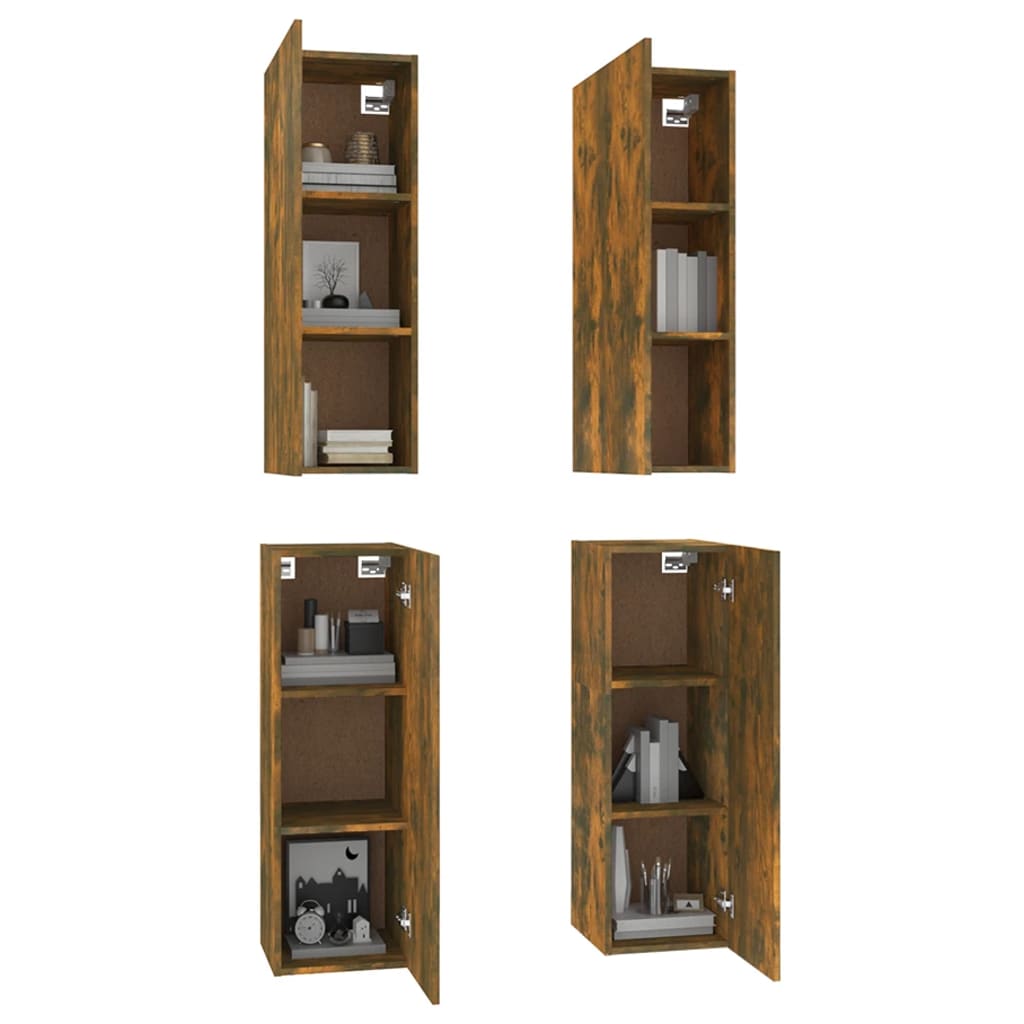 TV Cabinets 4 pcs Smoked Oak 30.5x30x90 cm Engineered Wood