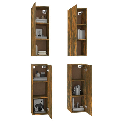 TV Cabinets 4 pcs Smoked Oak 30.5x30x90 cm Engineered Wood