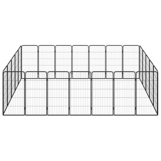 24-Panel Dog Playpen Black 50x100 cm Powder-coated Steel