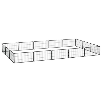 16-Panel Dog Playpen Black 100x50 cm Powder-coated Steel