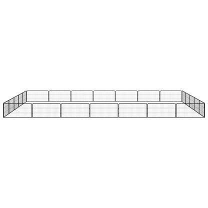 24-Panel Dog Playpen Black 100x50 cm Powder-coated Steel