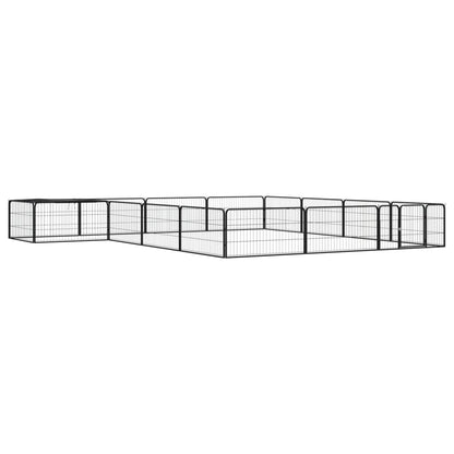 16-Panel Dog Playpen Black 100x50 cm Powder-coated Steel
