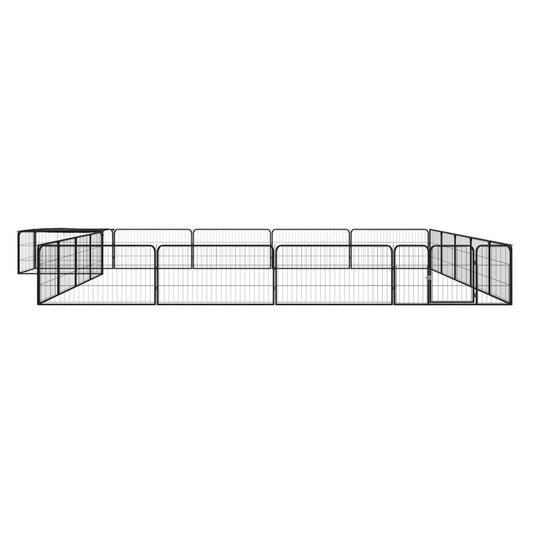 20-Panel Dog Playpen Black 100x50 cm Powder-coated Steel