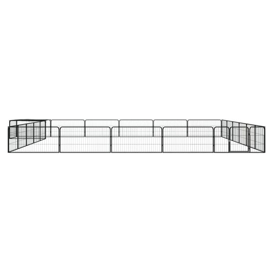 24-Panel Dog Playpen Black 100x50 cm Powder-coated Steel