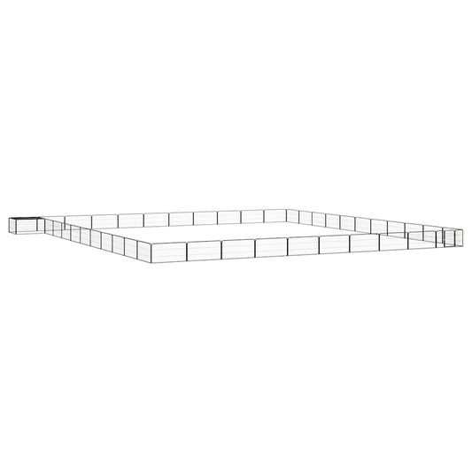 44-Panel Dog Playpen Black 100x50 cm Powder-coated Steel