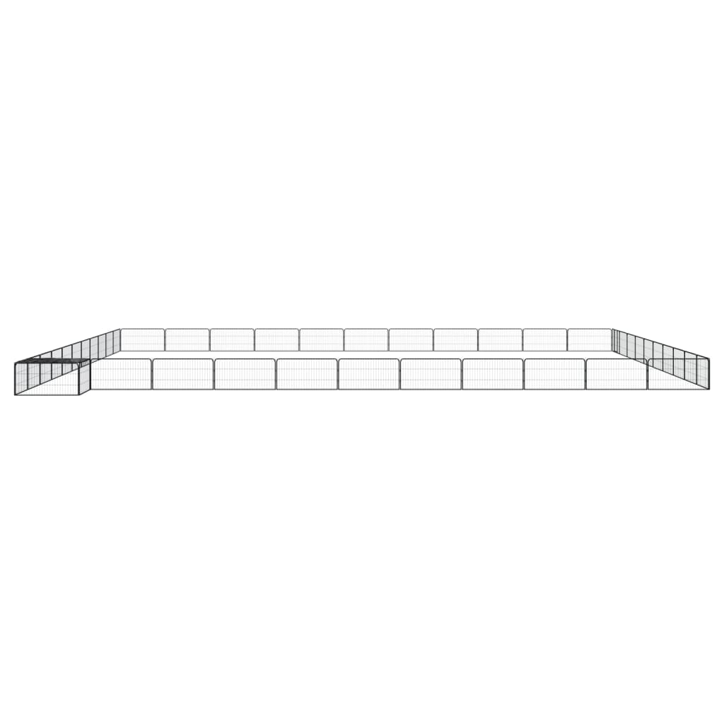 44-Panel Dog Playpen Black 100x50 cm Powder-coated Steel
