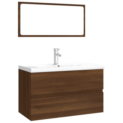 Bathroom Furniture Set  with Basin Brown Oak Engineered Wood