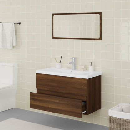 Bathroom Furniture Set  with Basin Brown Oak Engineered Wood