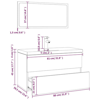 Bathroom Furniture Set  with Basin Brown Oak Engineered Wood