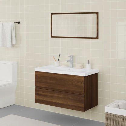 Bathroom Furniture Set  with Basin Brown Oak Engineered Wood