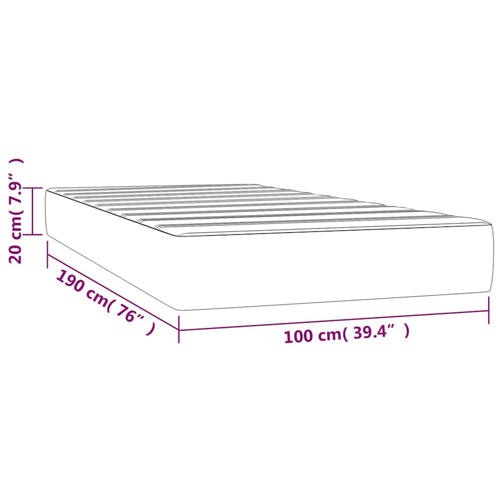 Pocket Spring Bed Mattress Medium Dark Grey 100x190x20 cm Twin