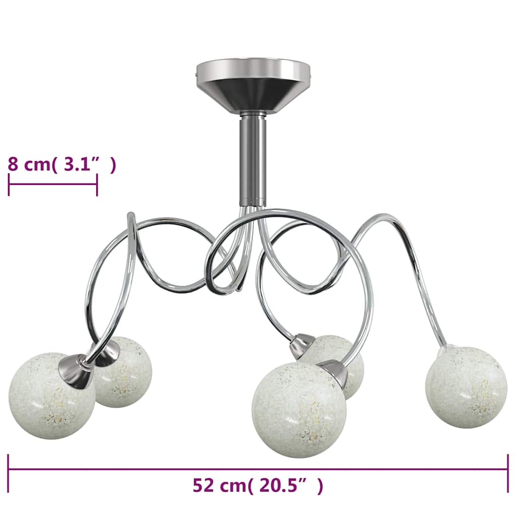 Ceiling Lamp with Round Glass Shades for 5 G9 LED Lights