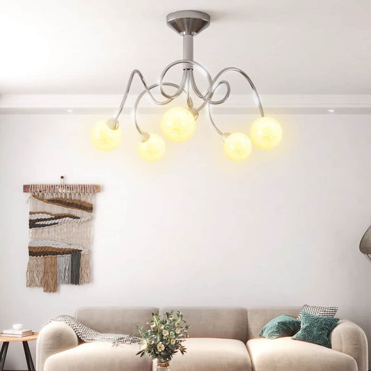 Ceiling Lamp with Round Glass Shades for 5 G9 LED Lights