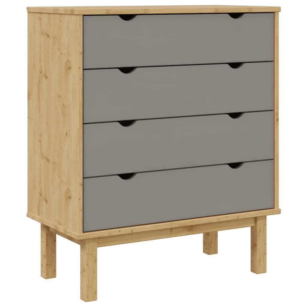 Drawer Cabinet OTTA Brown&Gray 30.1"x15.6"x35.4" Solid Wood Pine