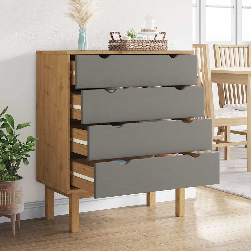Drawer Cabinet OTTA Brown&Gray 30.1"x15.6"x35.4" Solid Wood Pine