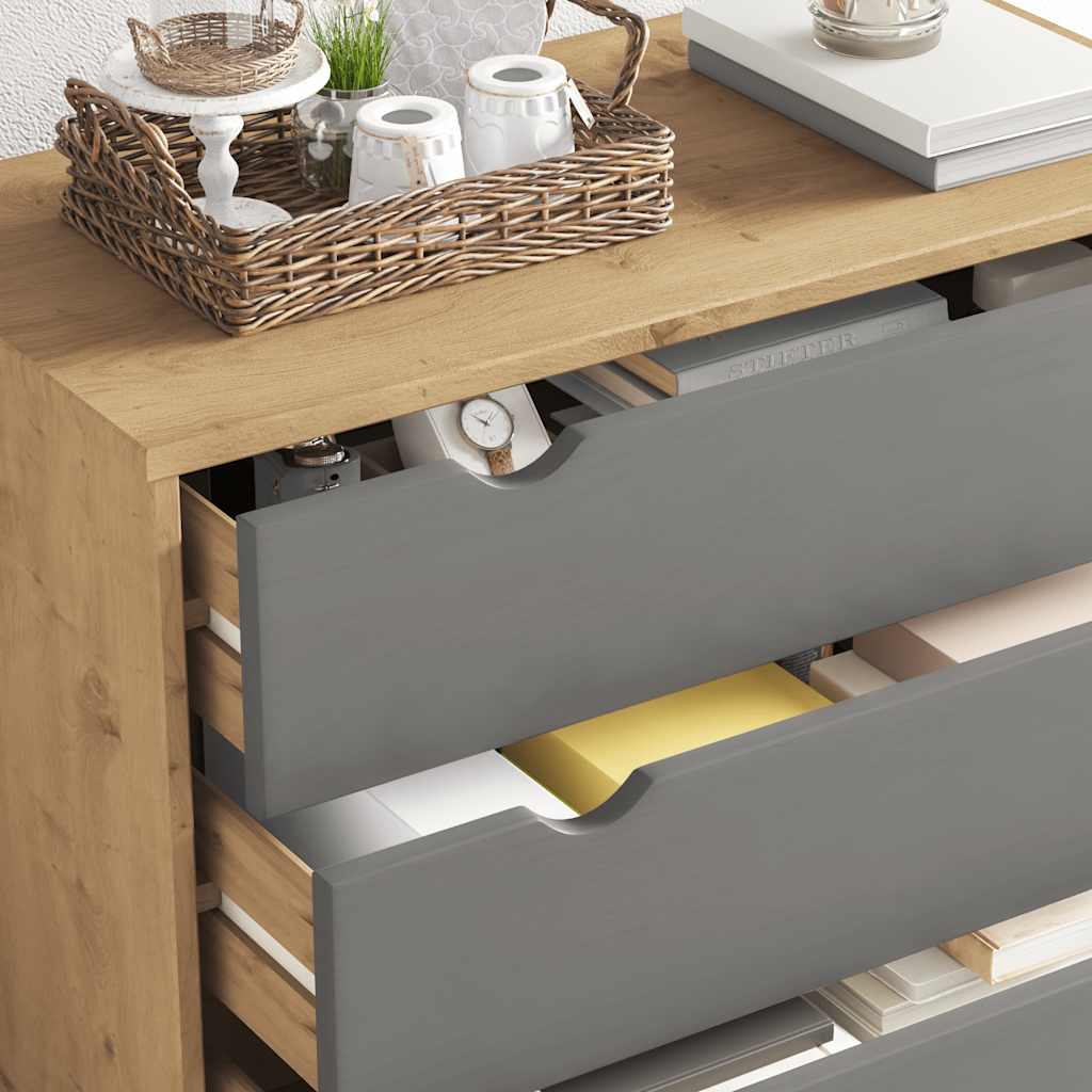Drawer Cabinet OTTA Brown&Gray 30.1"x15.6"x35.4" Solid Wood Pine