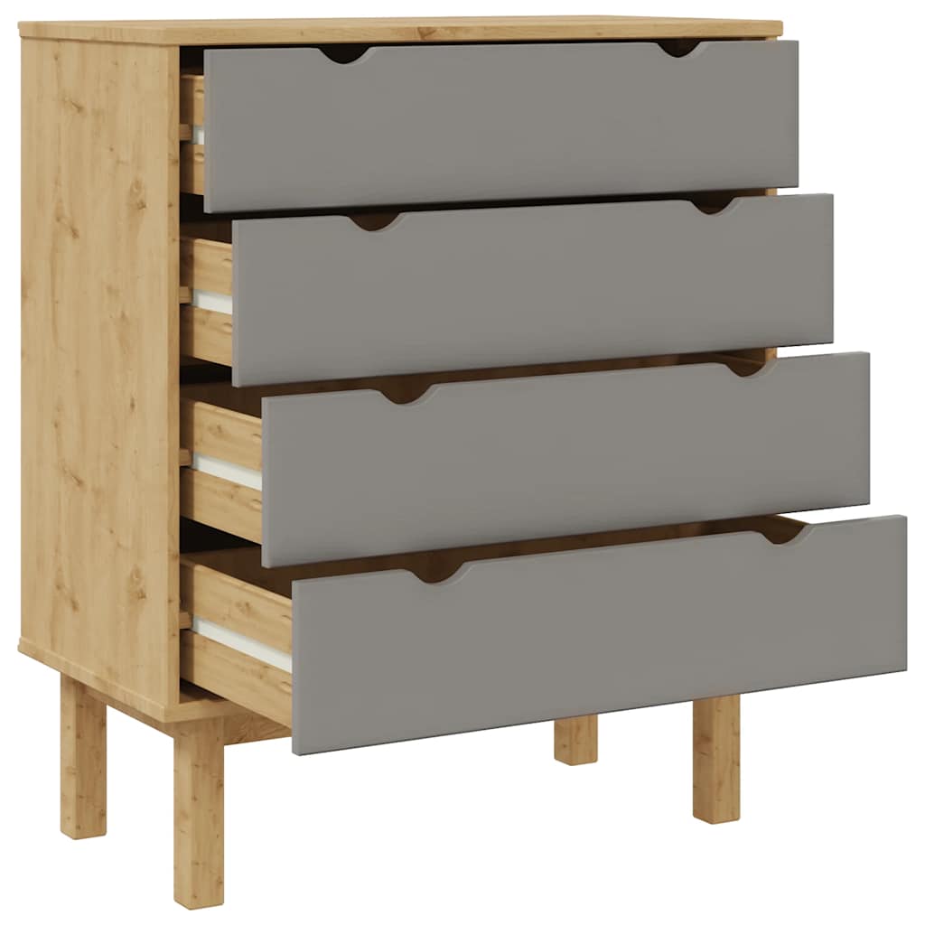 Drawer Cabinet OTTA Brown&Gray 30.1"x15.6"x35.4" Solid Wood Pine
