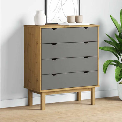 Drawer Cabinet OTTA Brown&Gray 30.1"x15.6"x35.4" Solid Wood Pine
