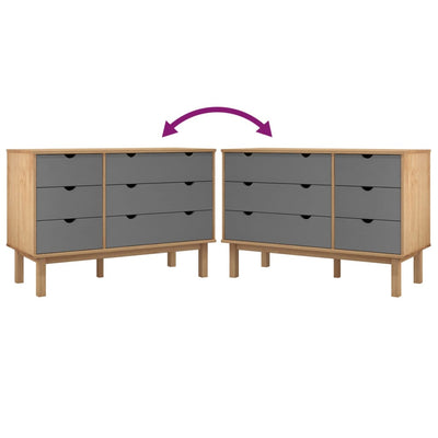 Drawer Cabinet OTTA Brown&Grey 111x43x73.5cm Solid Wood Pine