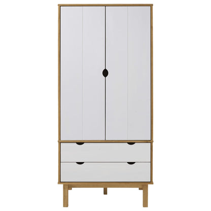 Wardrobe OTTA Brown and White 76.5x53x172 cm Solid Wood Pine