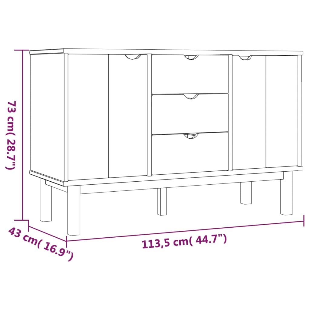Sideboard OTTA 44.7"x16.9"x28.7" Solid Wood Pine