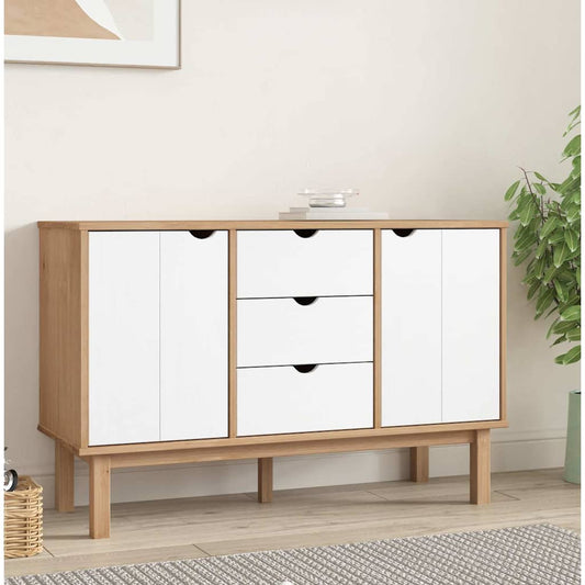Sideboard OTTA Brown and White 113.5x43x73 cm Solid Wood Pine