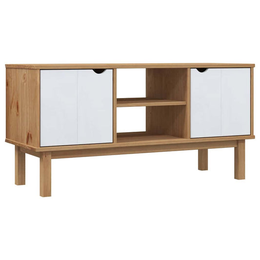 Tv Cabinet | Brown and white | Solid pine wood, engineered wood