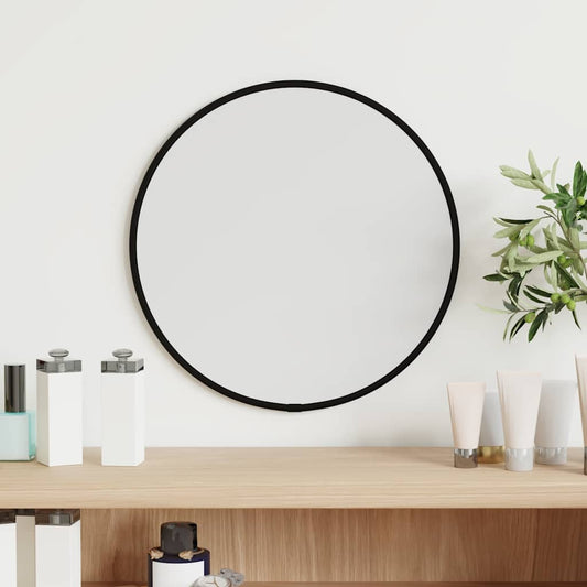 Wall Mirror Black Glass, PVC 11.8 in diameter Minimalistic
