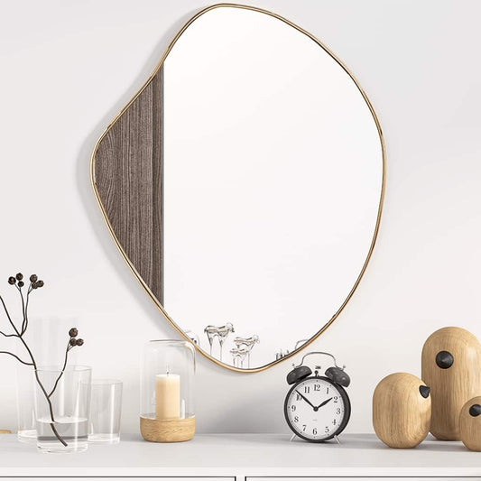 Wall Mirror Gold Glass, PVC Medium Wall mounting Wall Mirror
