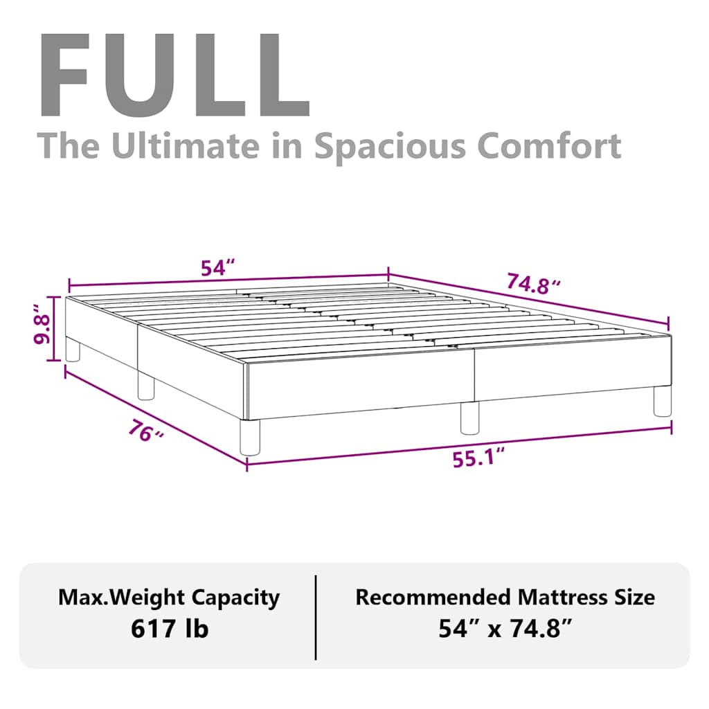 Bed Frame without Mattress Light Grey 137x190 cm Full Fabric