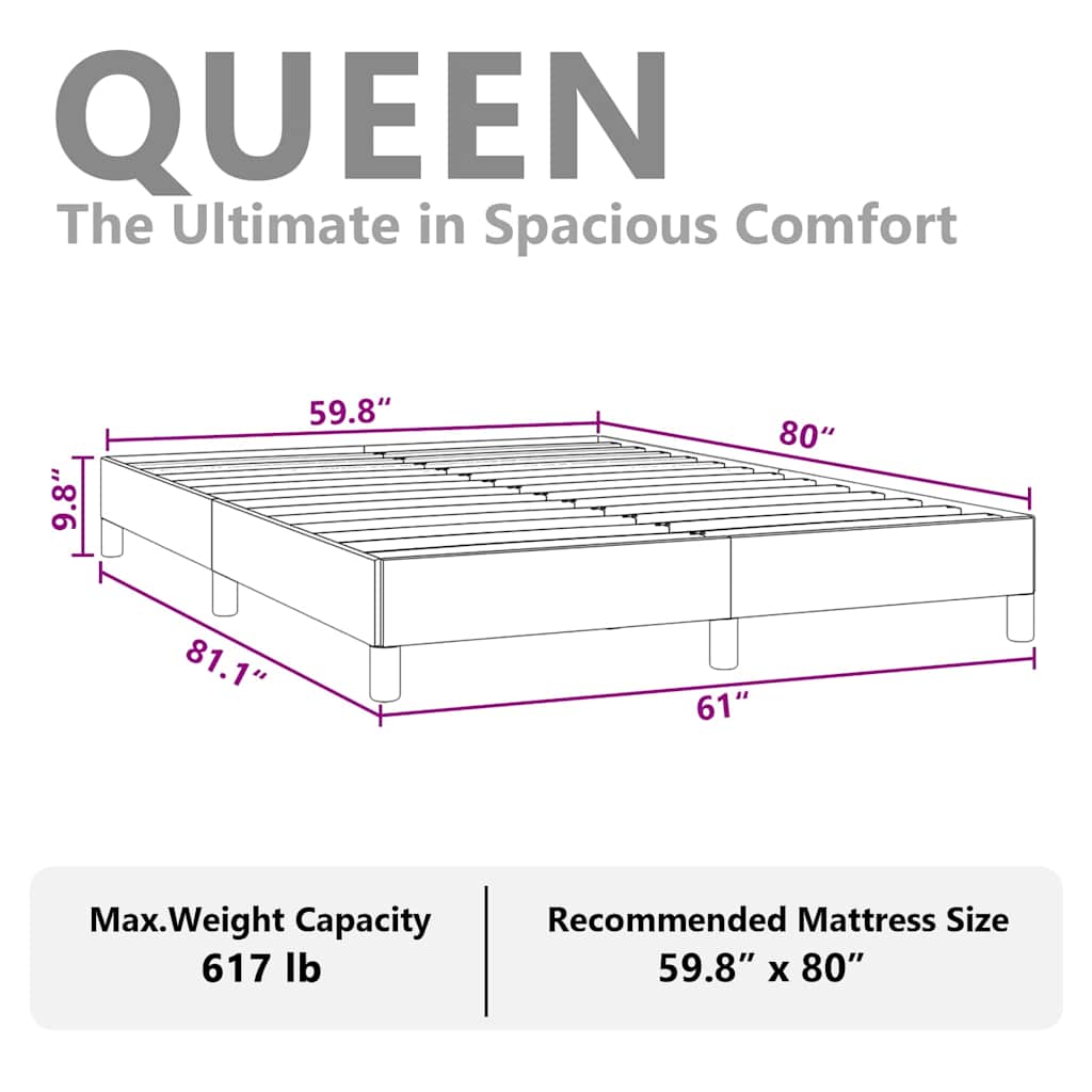 Bed Frame without Mattress Dark Grey 152x203 cm Queen Fabric