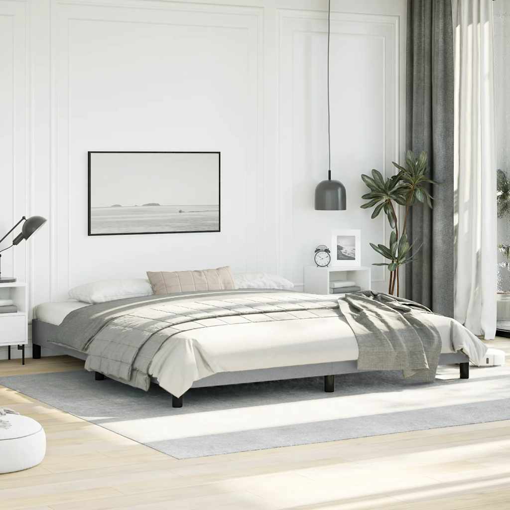 Bed Frame without Mattress Light Gray 76"x79.9" King Fabric