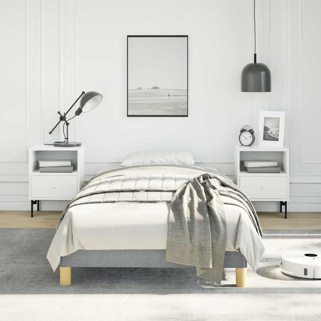 Bed Frame without Mattress Light Gray 39.4"x74.8" Twin Fabric