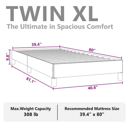 Bed Frame without Mattress Dark Grey 100x203 cm Twin XL Fabric