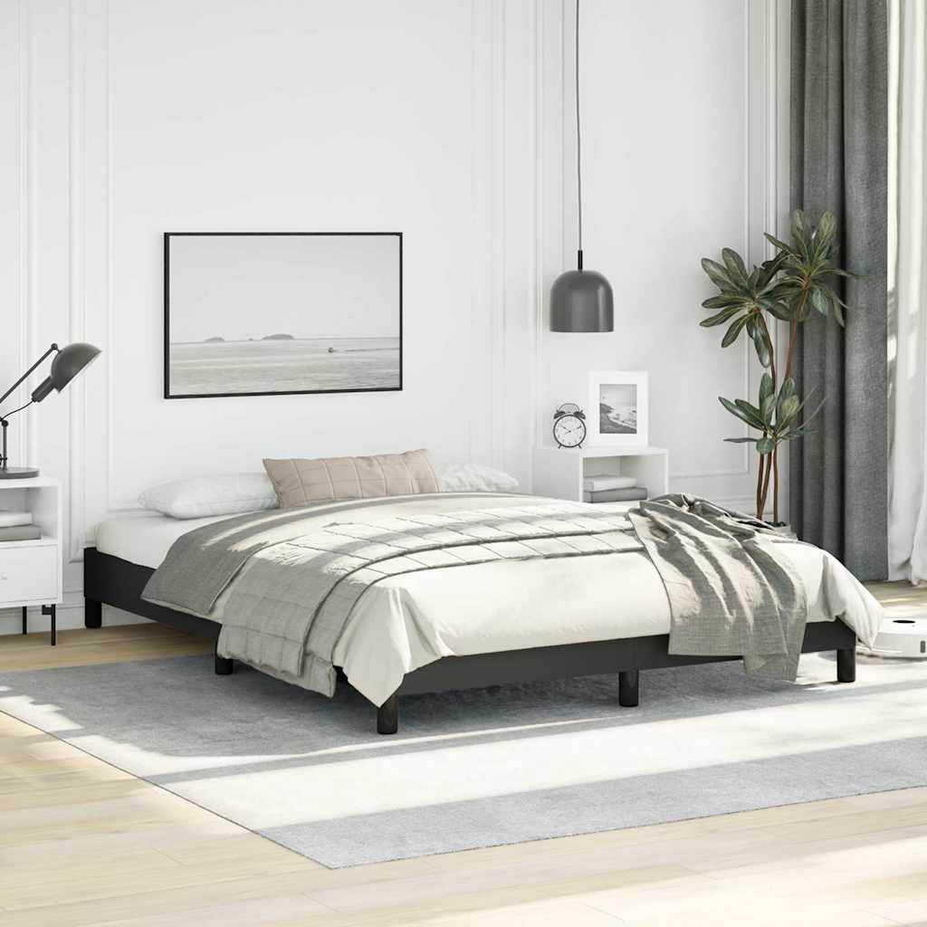 Bed Frame without Mattress Black 59.8"x79.9" Queen Faux Leather