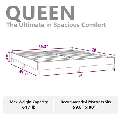 Bed Frame without Mattress Black 152x203 cm Queen Faux Leather