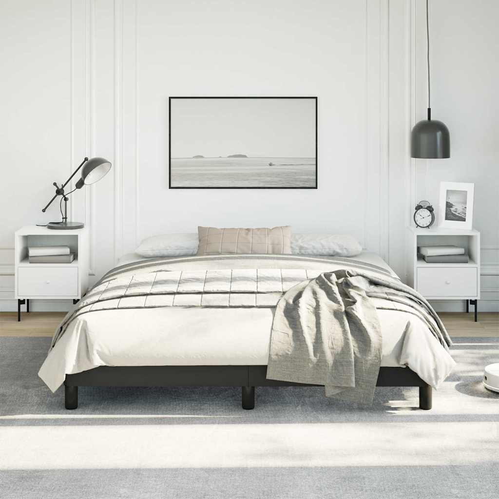 Bed Frame without Mattress Black 59.8"x79.9" Queen Faux Leather