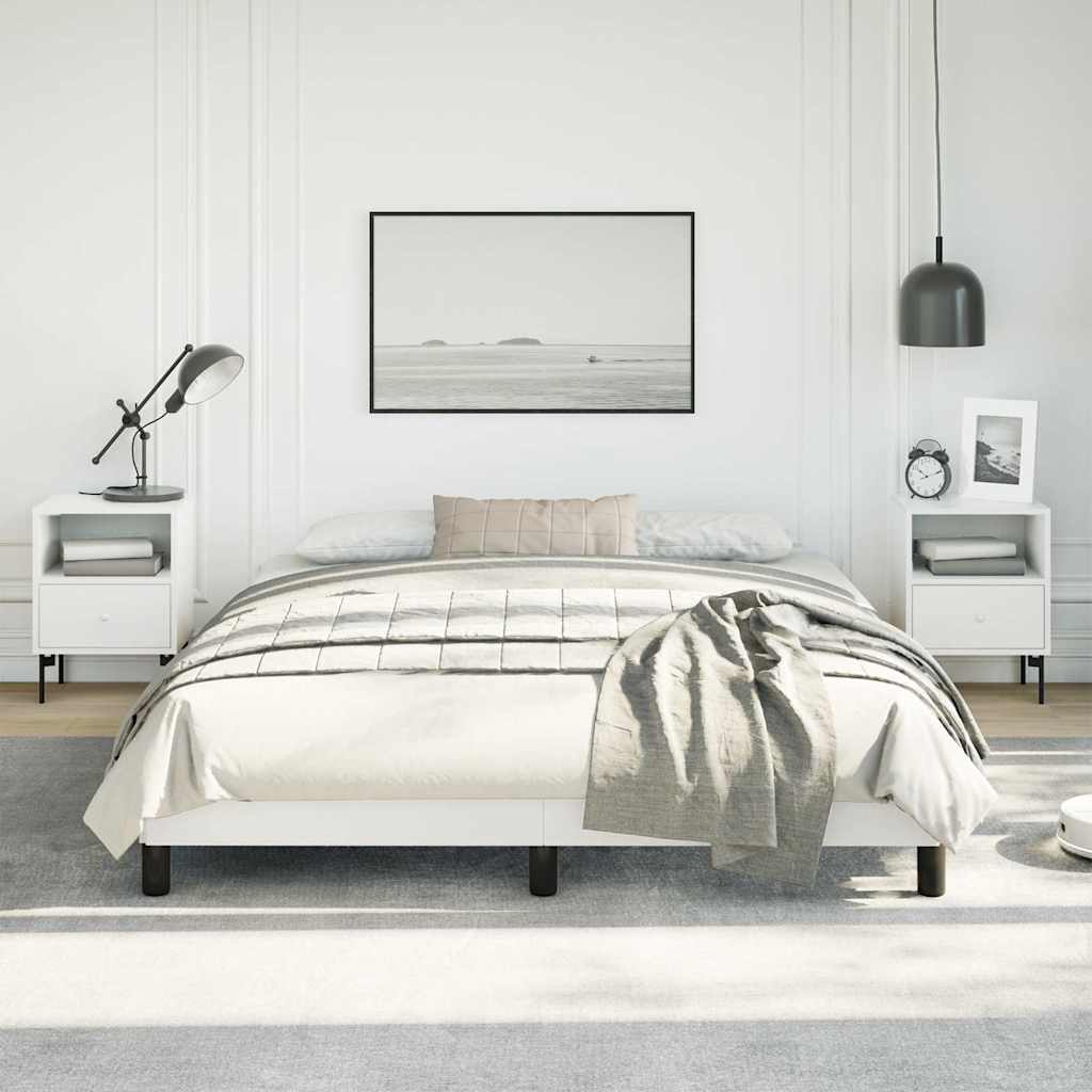 Bed Frame without Mattress White 152x203 cm Queen Faux Leather