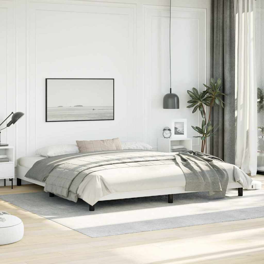 Bed Frame without Mattress White 193x203 cm King Faux Leather