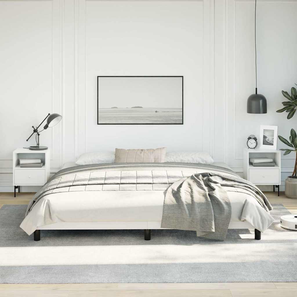 Bed Frame without Mattress White 193x203 cm King Faux Leather