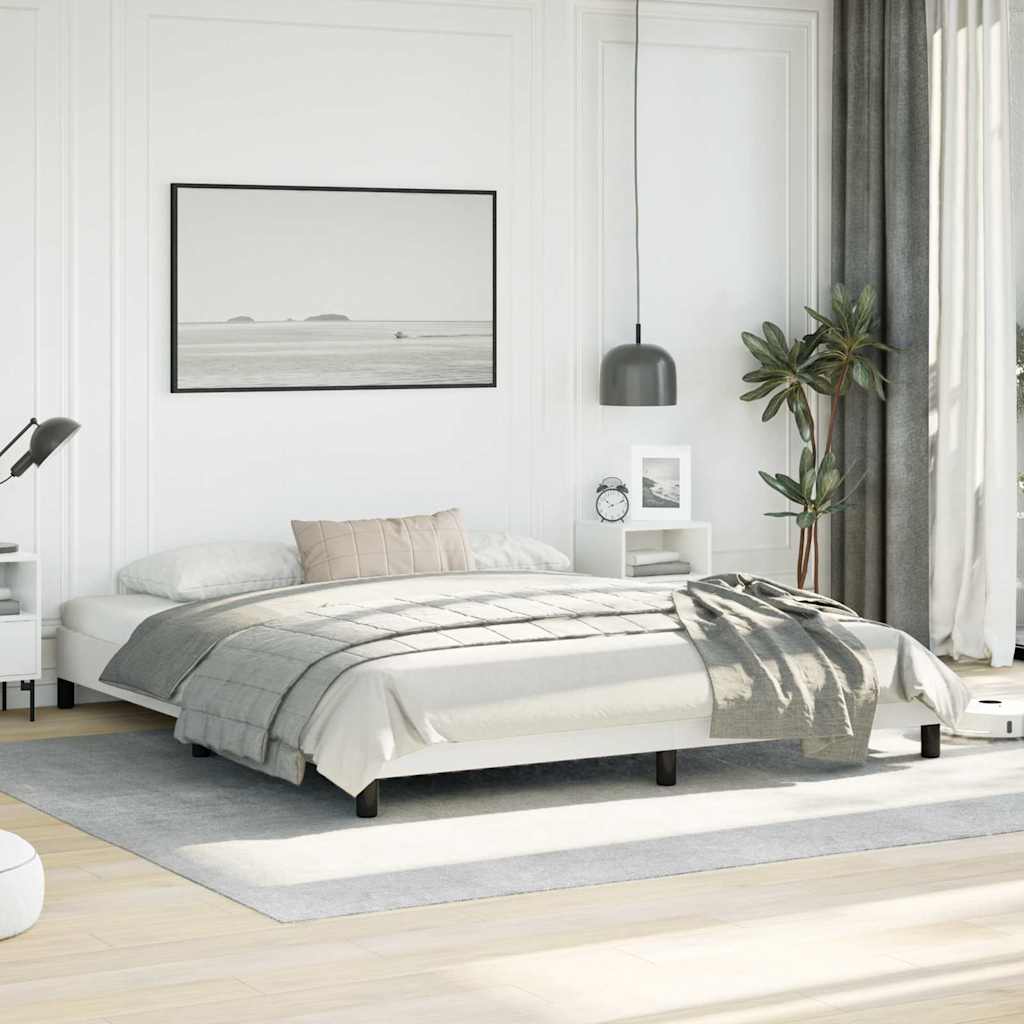 Bed Frame without Mattress White California King Faux Leather