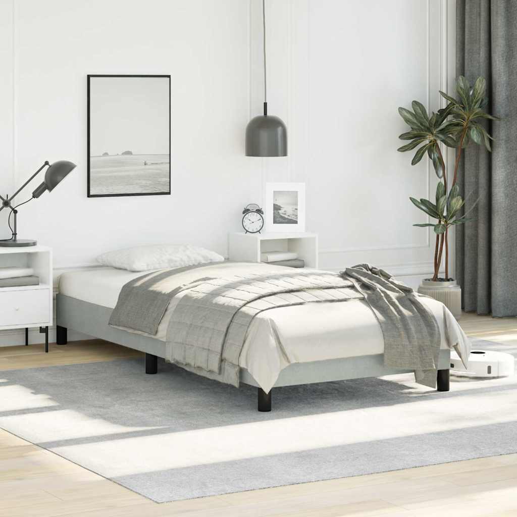 Bed Frame without Mattress Light Grey 100x190 cm Twin Velvet
