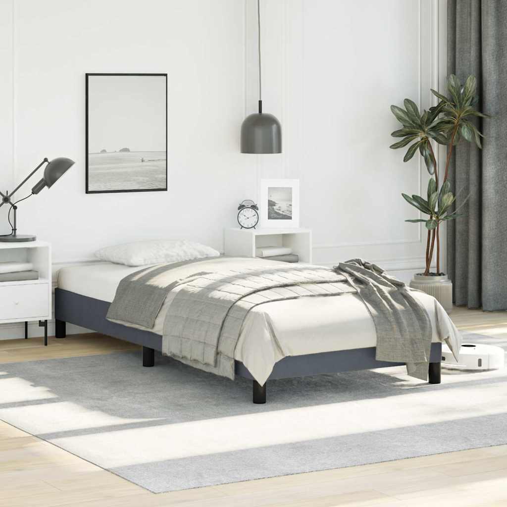 Bed Frame without Mattress Dark Grey 100x190 cm Twin Velvet