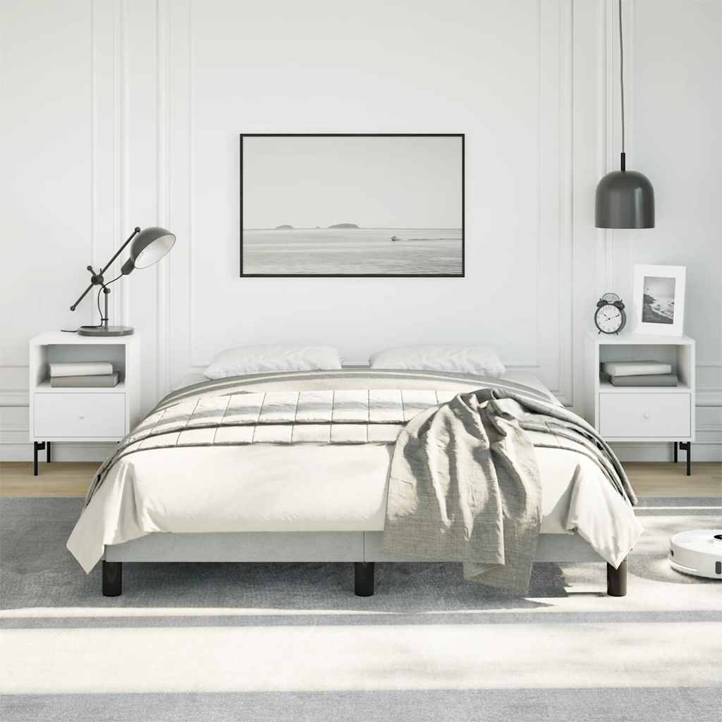 Bed Frame without Mattress Light Gray 53.9"x74.8" Full Velvet