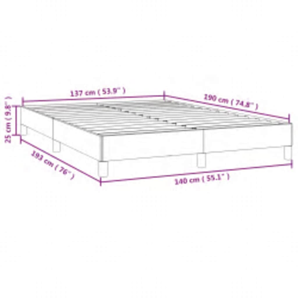 Bed Frame without Mattress Light Gray 53.9"x74.8" Full Velvet