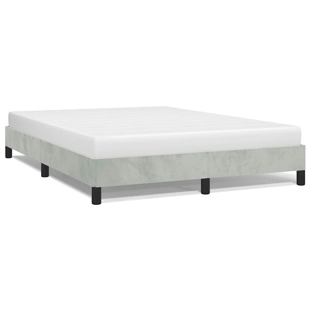 Bed Frame without Mattress Light Gray 59.8"x79.9" Queen Velvet